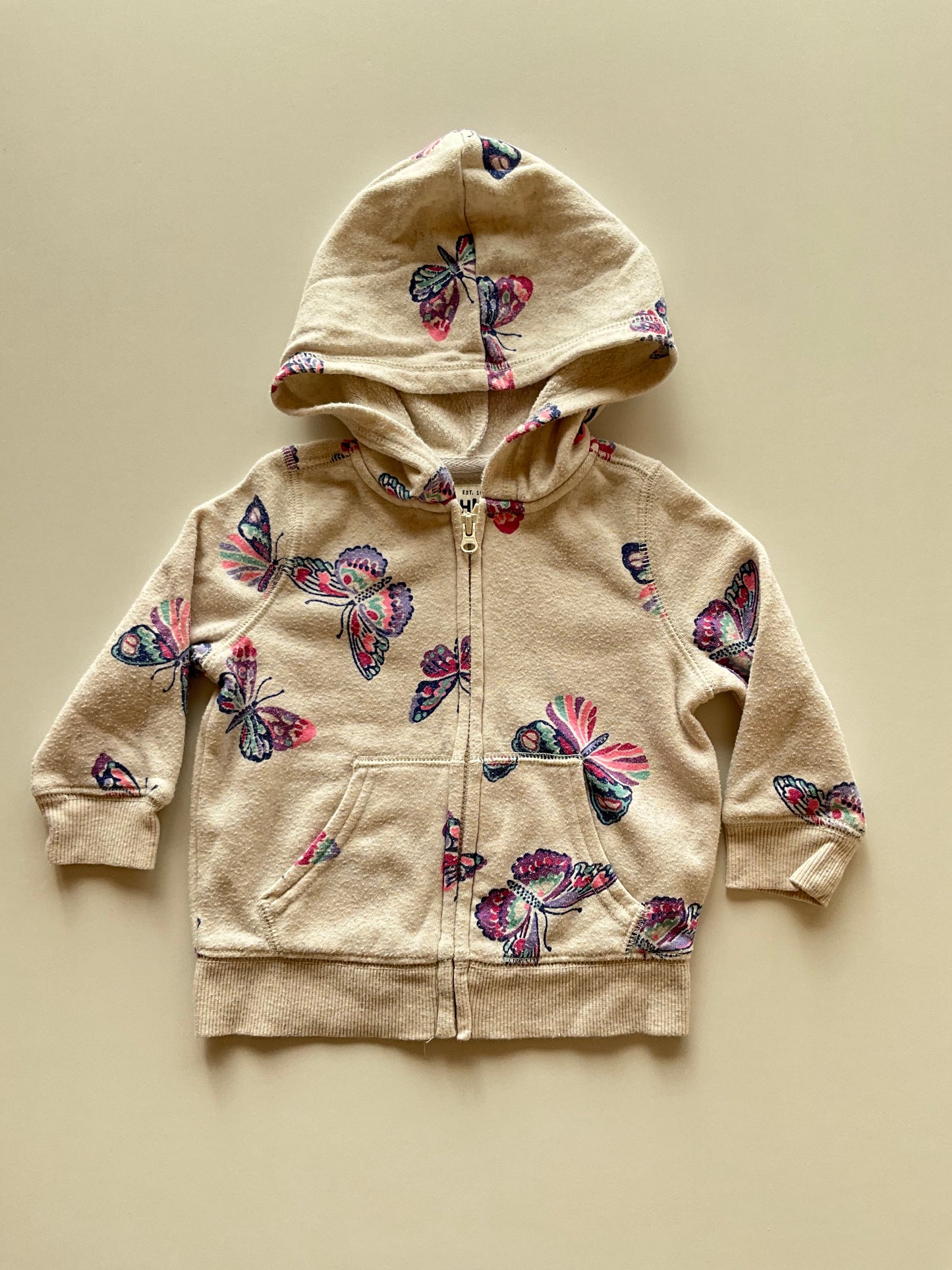 Beige Melange Butterfly Hoodie