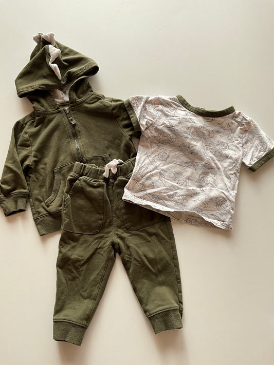 3pc Olive Dinosaur Set