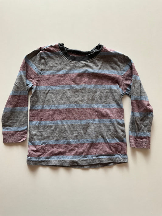 Grey, Blue, & Burgundy Striped Shirt
