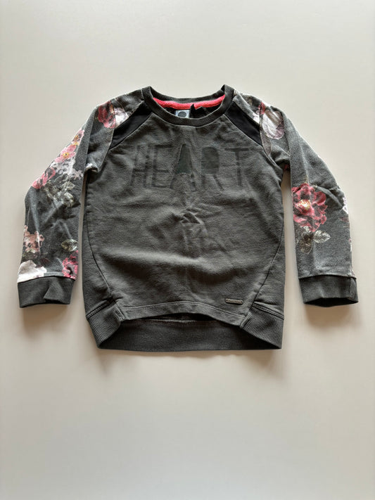 Charcoal Heart & Floral Sweater