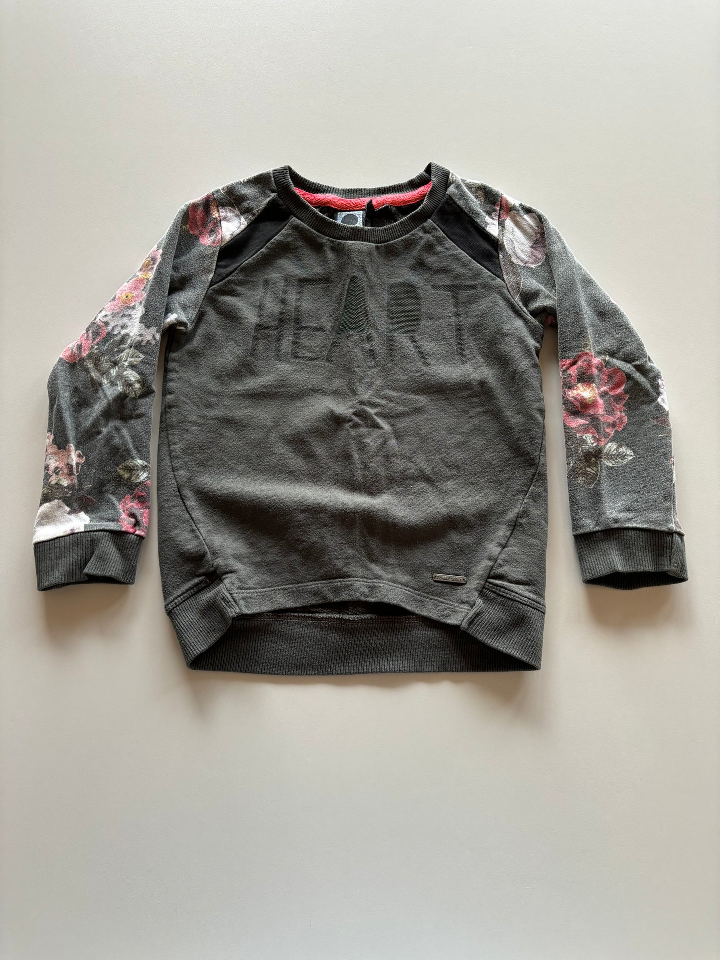 Charcoal Heart & Floral Sweater