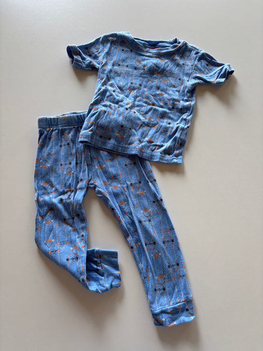 2pc Blue Skateboarding Pajamas
