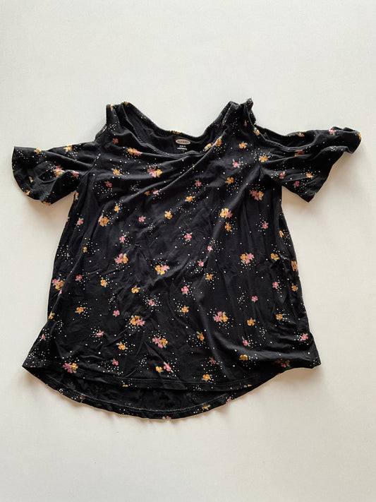 Black Floral Cold Shoulder Tee