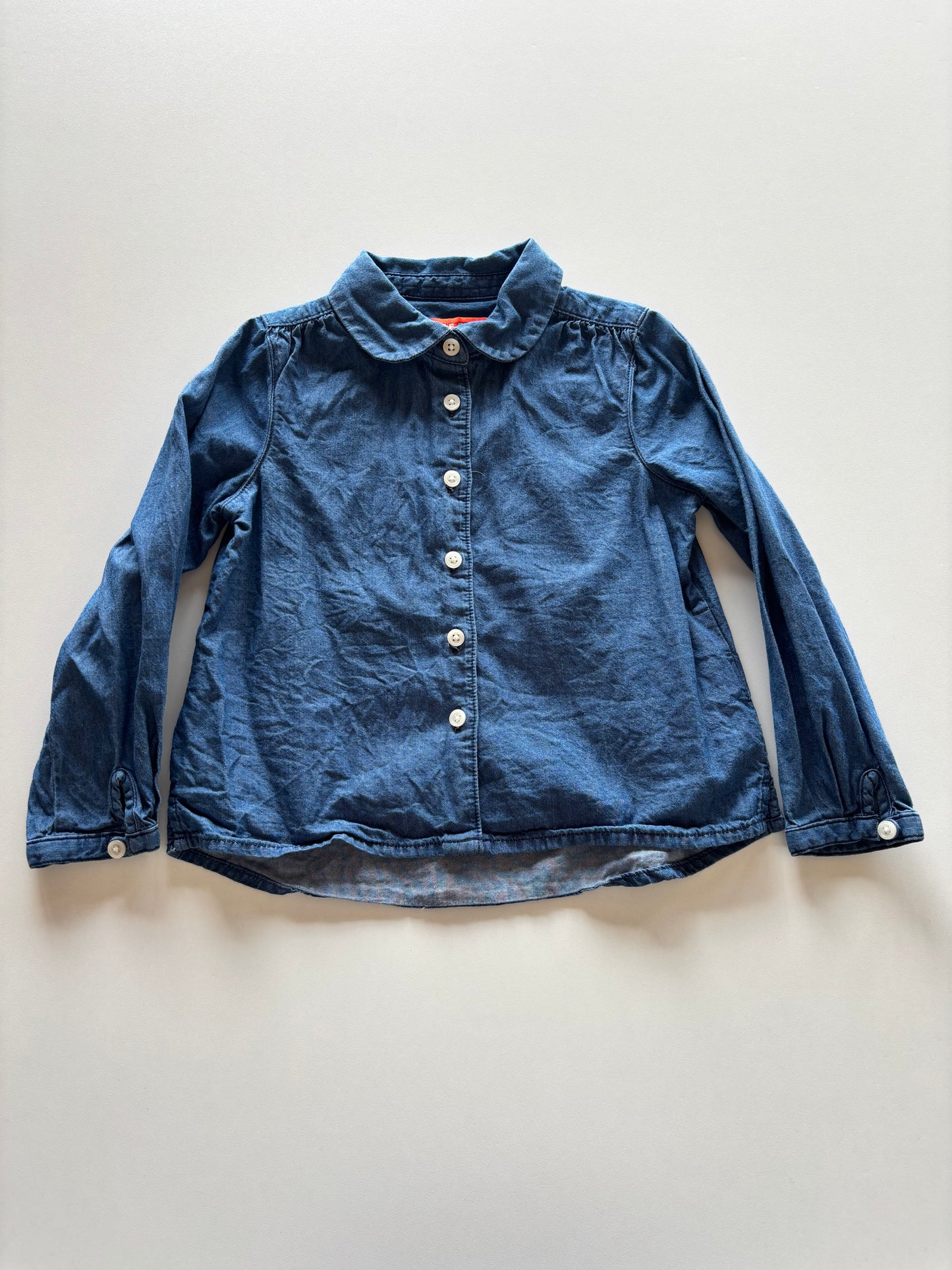 Chambray Pan Collar Button Up Shirt