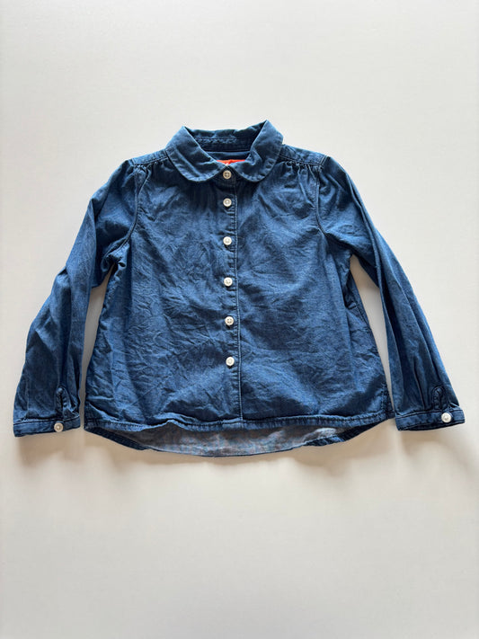 Chambray Pan Collar Button Up Shirt
