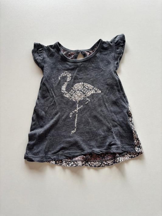 Grey Floral Flamingo Tee