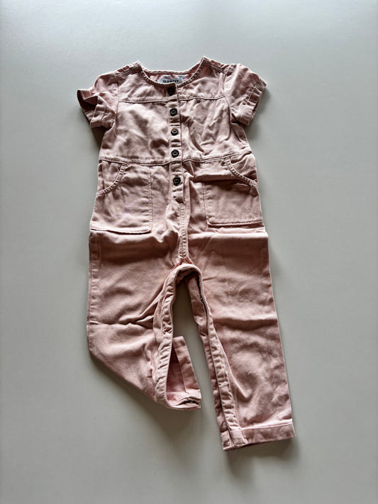 Pink Denim Romper
