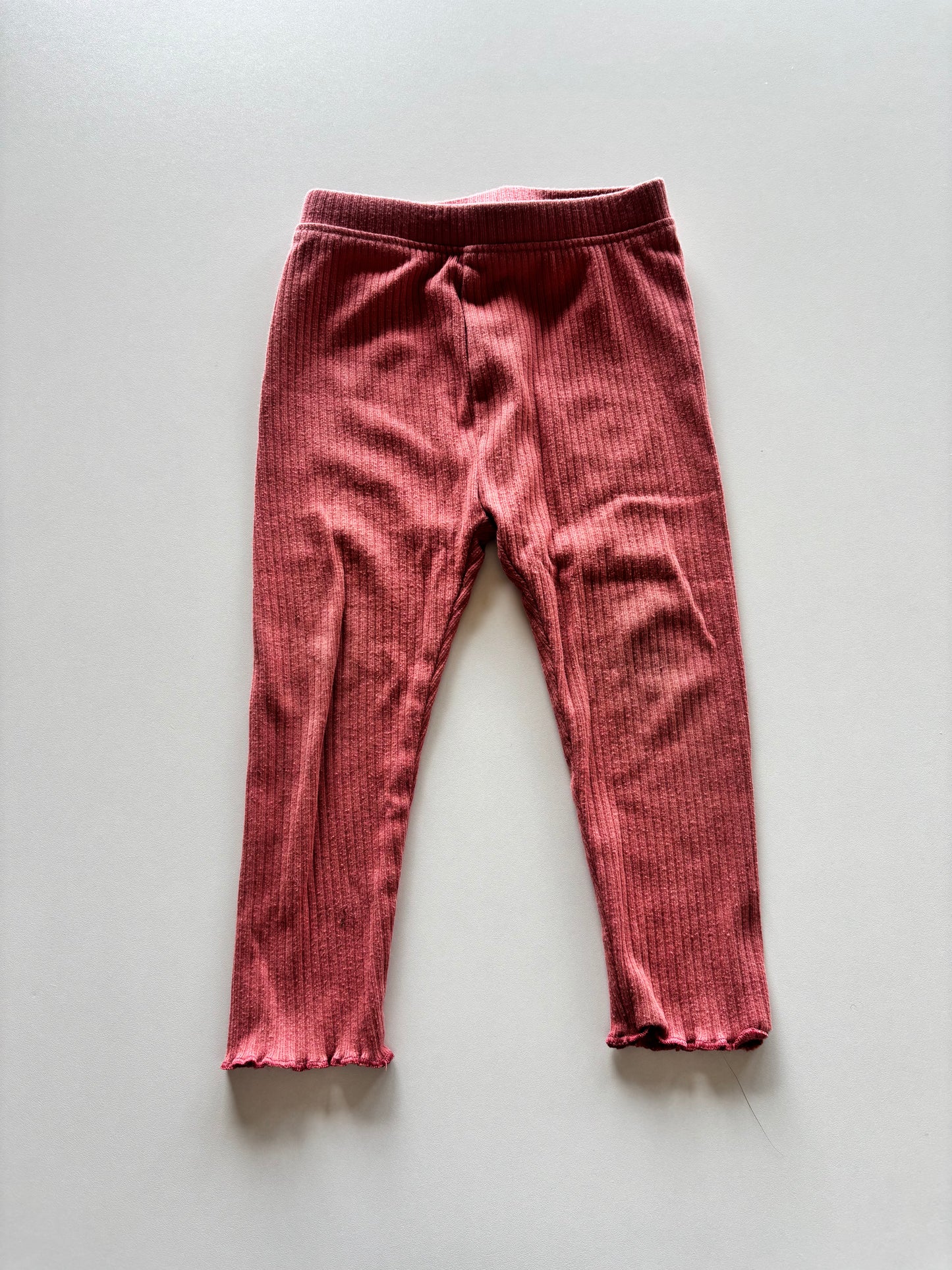 Dusty Pink Ribbed Leggings
