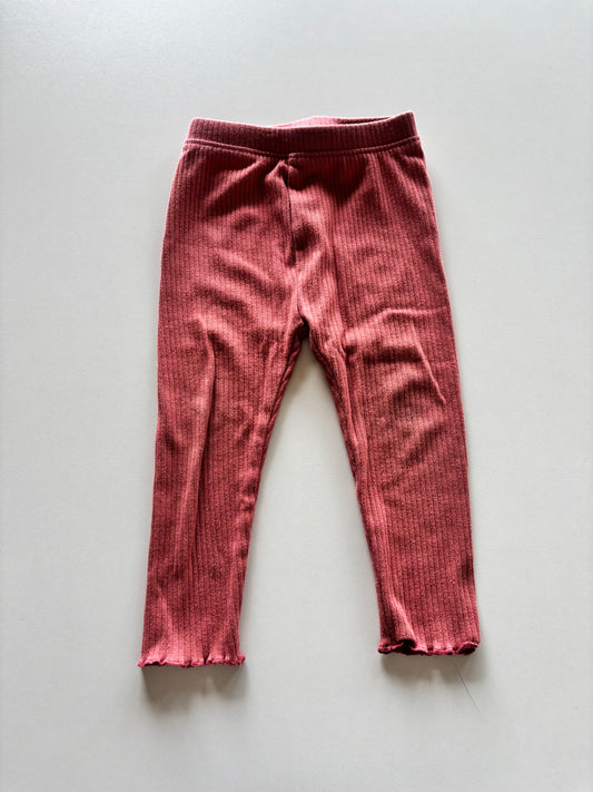 Dusty Pink Ribbed Leggings