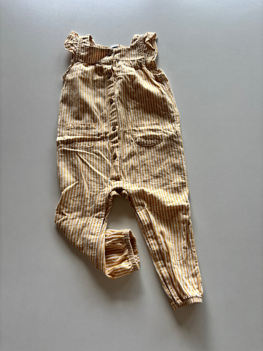 Yellow Striped Linen Romper