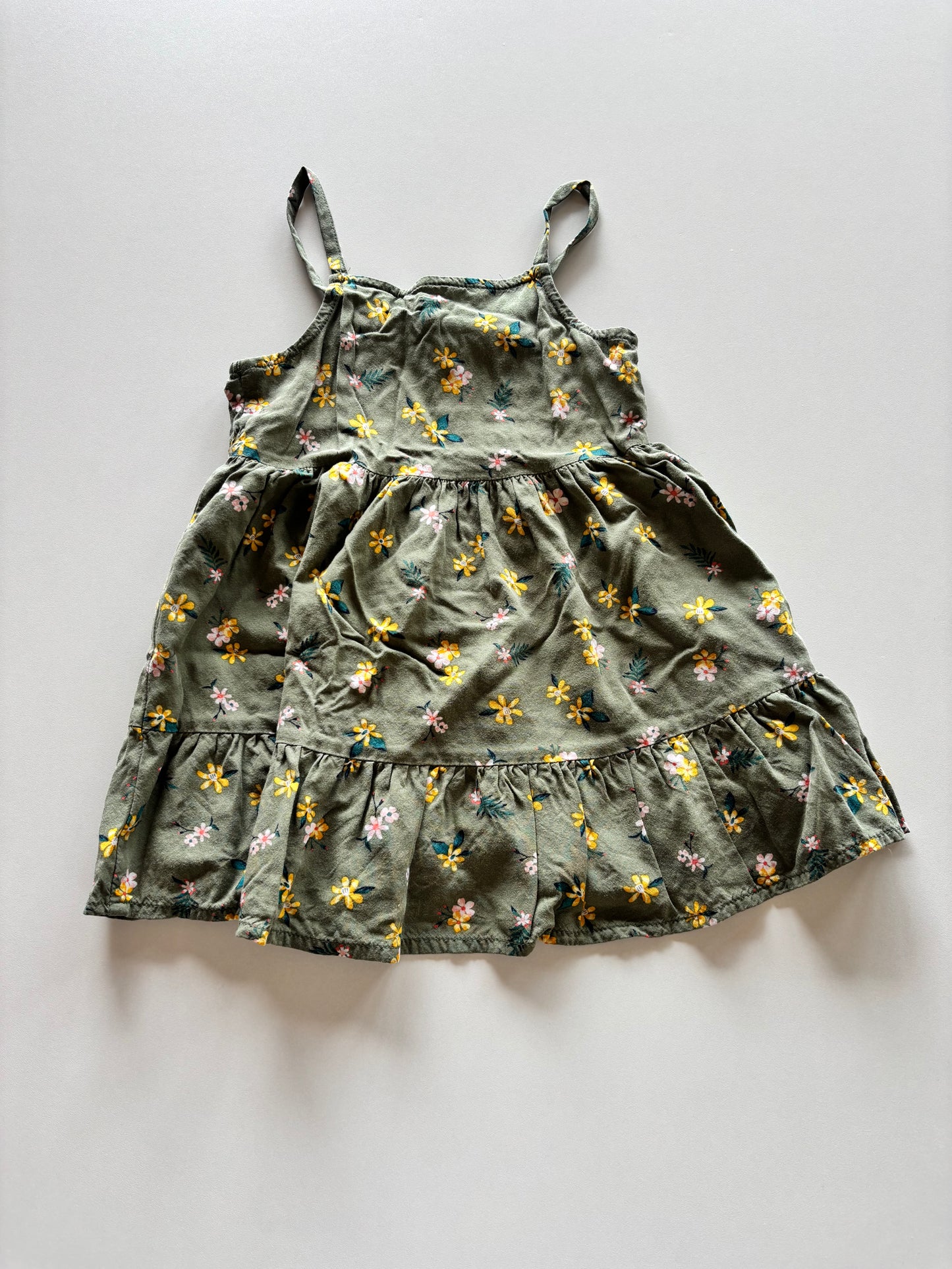 Green Floral Tiered Dress