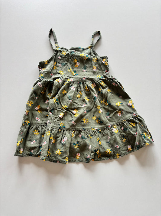 Green Floral Tiered Dress