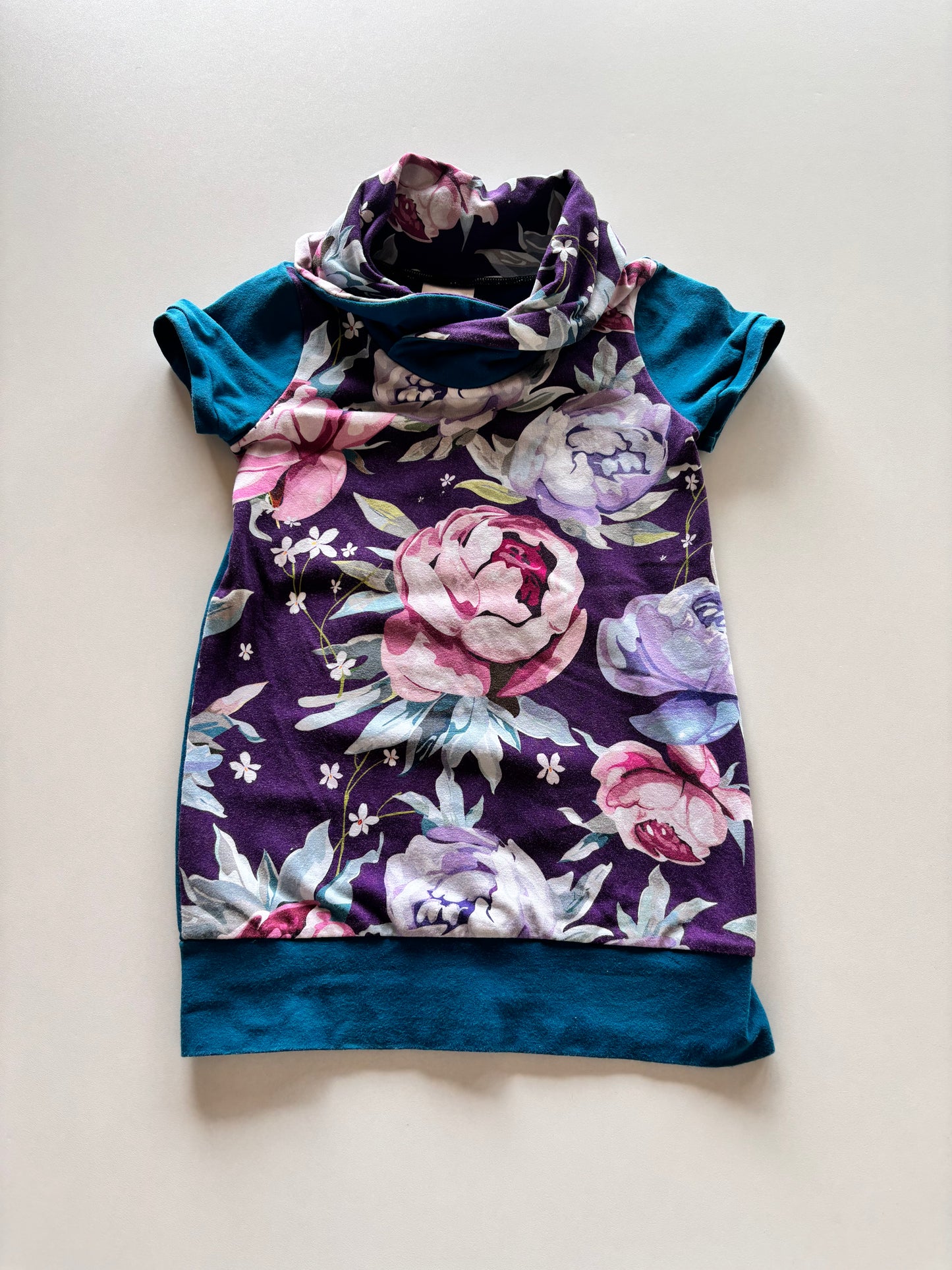 Purple Floral Cowl Neck Dress