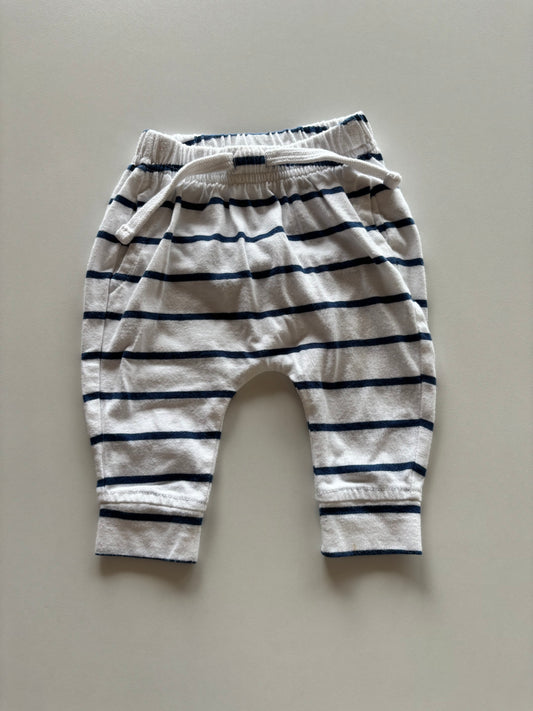 White & Blue Striped Pants
