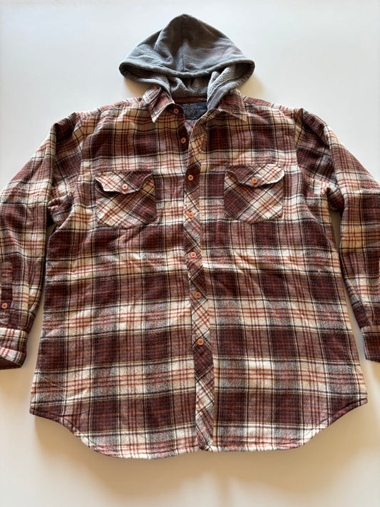 Hooded Brown Plaid Shacket
