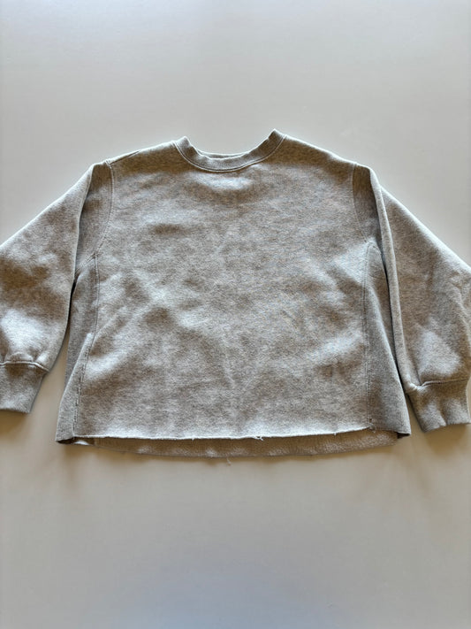 Light Grey Melange Cutoff Crewneck Sweater