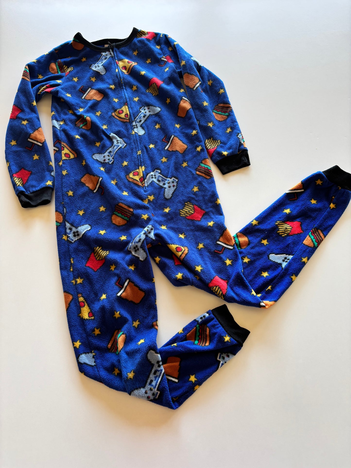 Blue Fleece Food & Video Games Pajamas