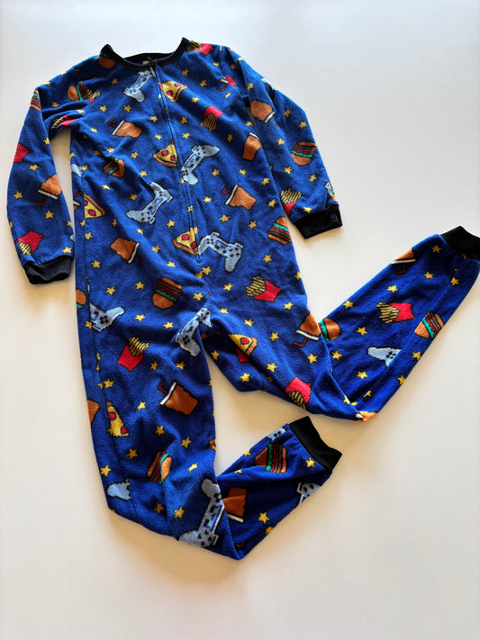 Blue Fleece Food & Video Games Pajamas