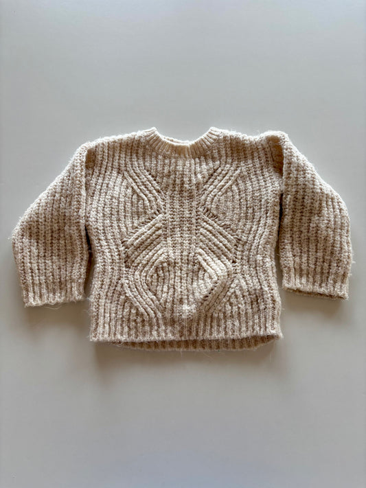 Thick Oatmeal Melange Knit Sweater