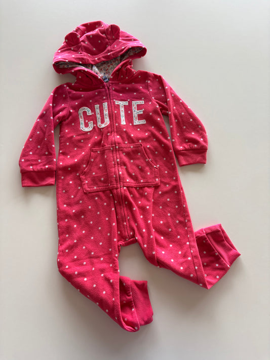 Pink Cute Fleece Hooded Sleeper