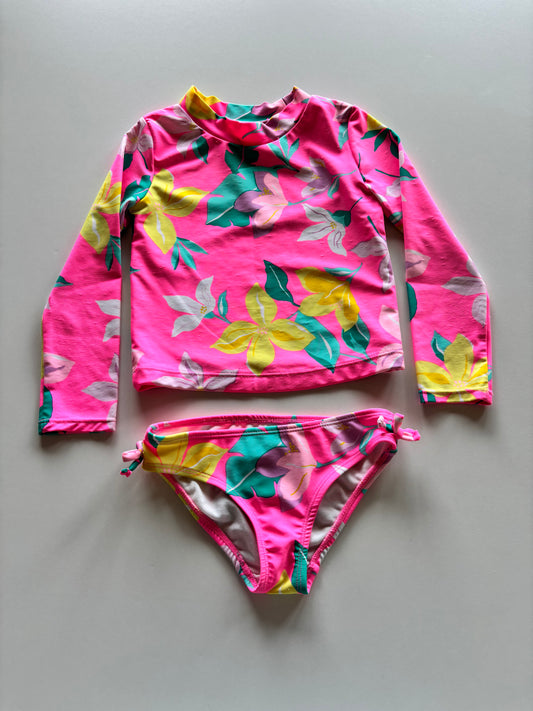 2pc Neon Pink Floral Swim Set