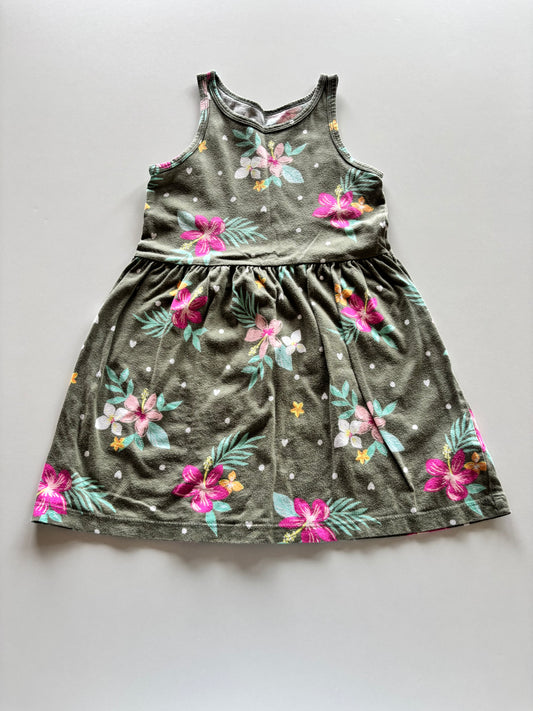 Olive Floral Tropical Dress