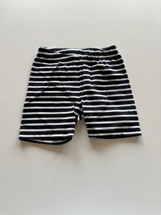 Black & Whit Striped Biker Shorts