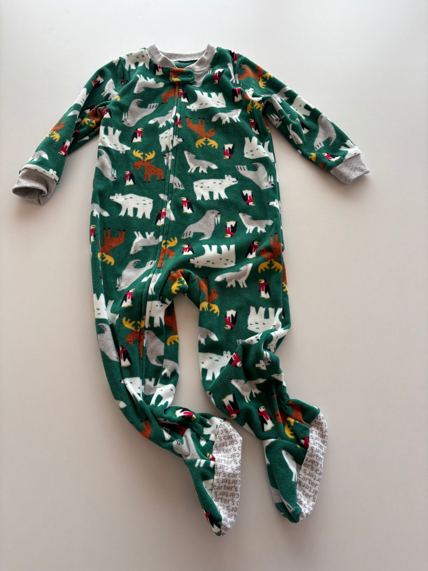 Green Fleece Winter Animals Sleeper