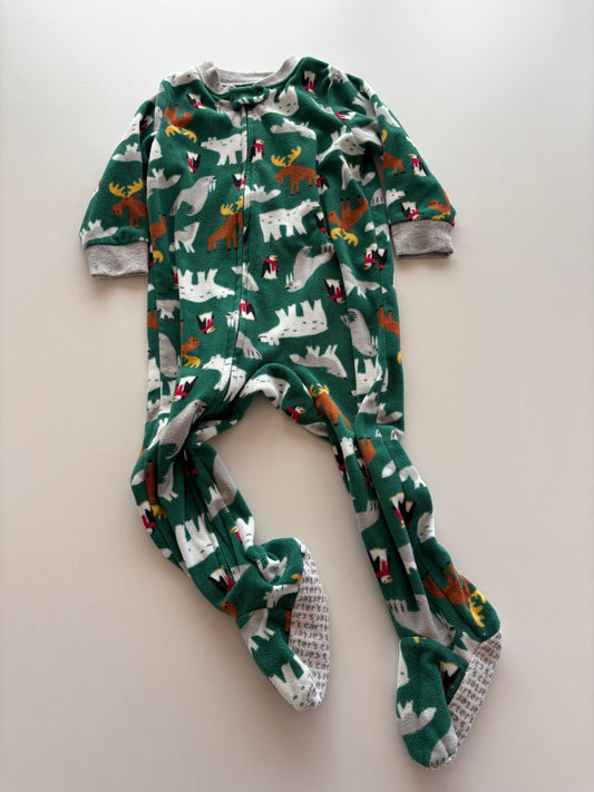 Green Fleece Winter Animals Sleeper