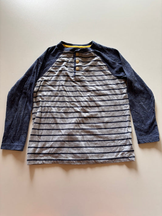 Grey & Navy Striped Henley Shirt