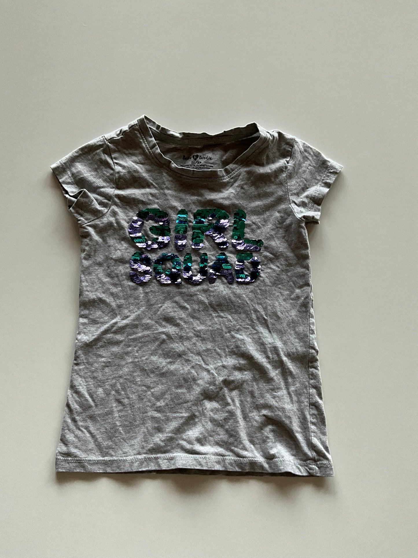 Grey Flip Sequin Girl Squad Tee