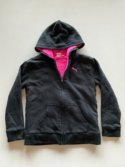 Black & Pink Sherpa Zip Up Hoodie