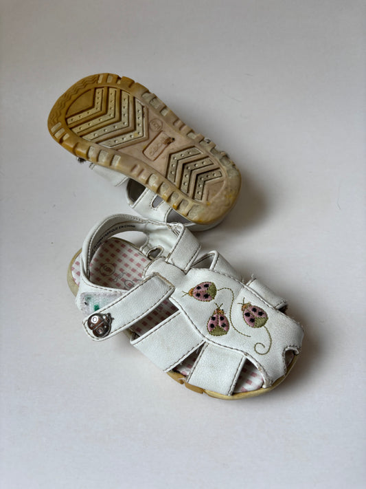 White Ladybug Sandals