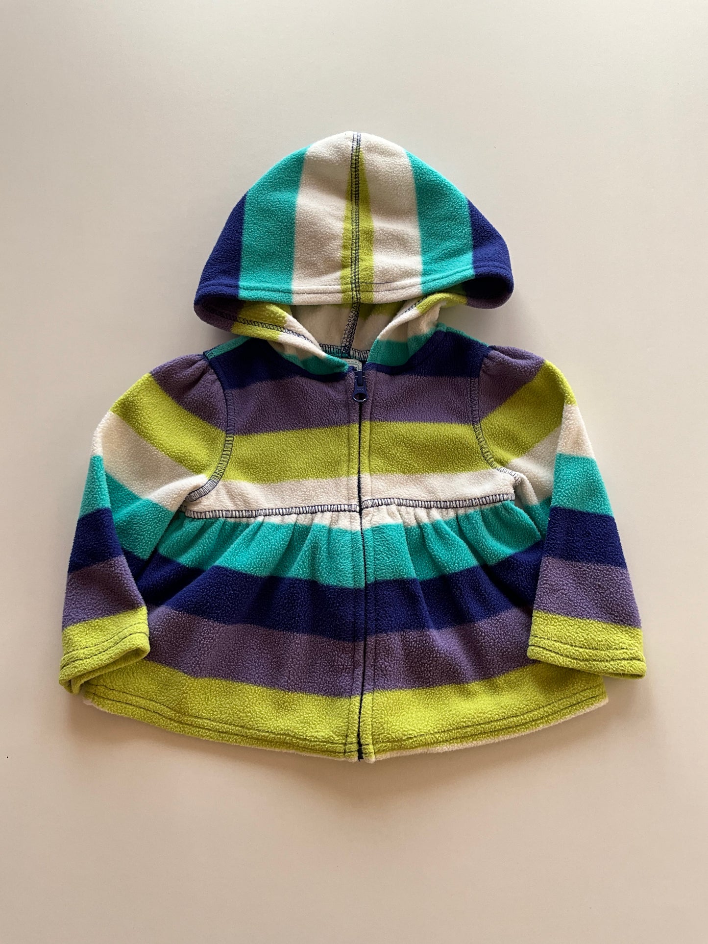 Purple & Green Striped Fleece Zip Up