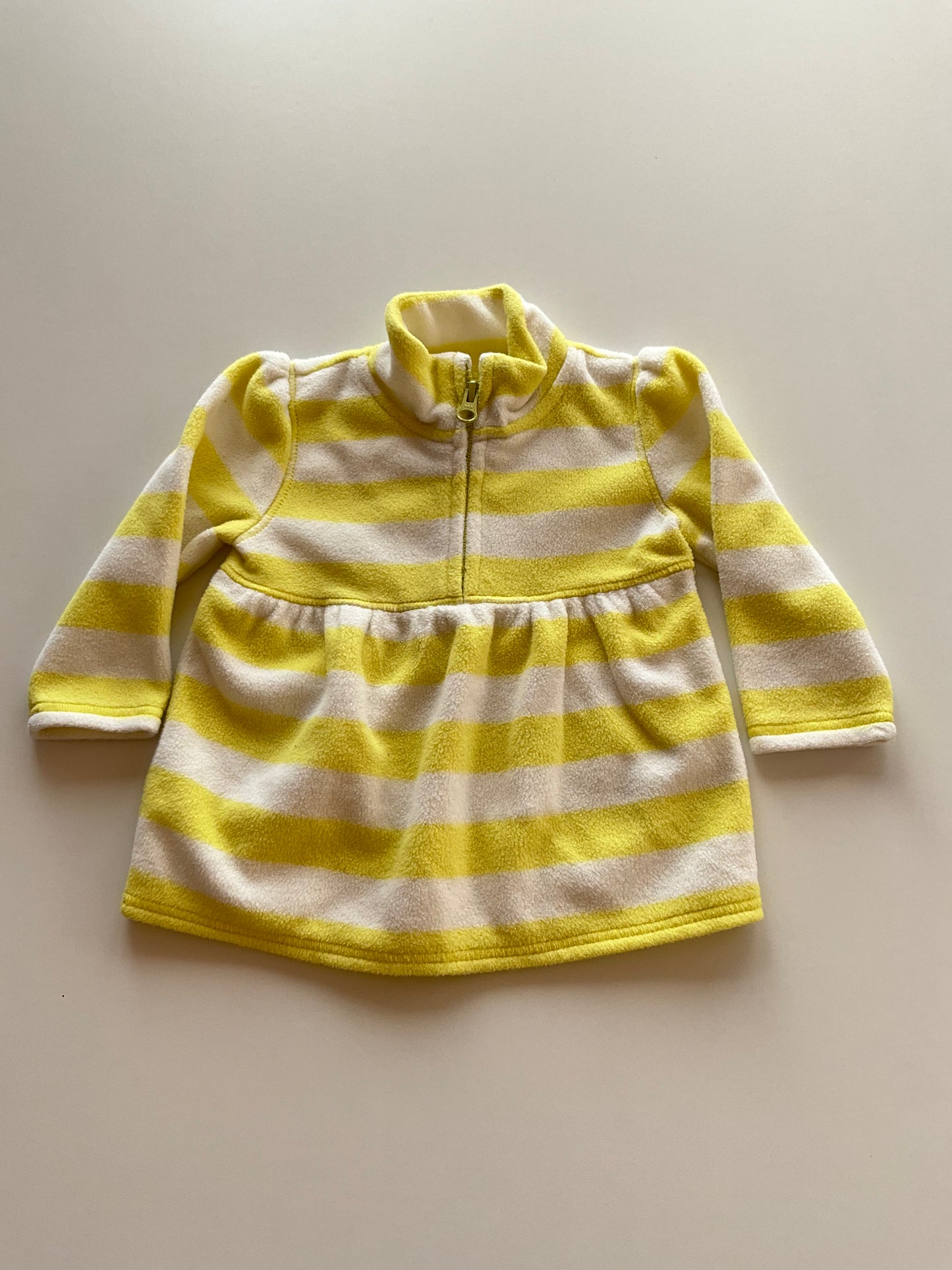 White & Yellow Striped Fleece 1/4 Zip