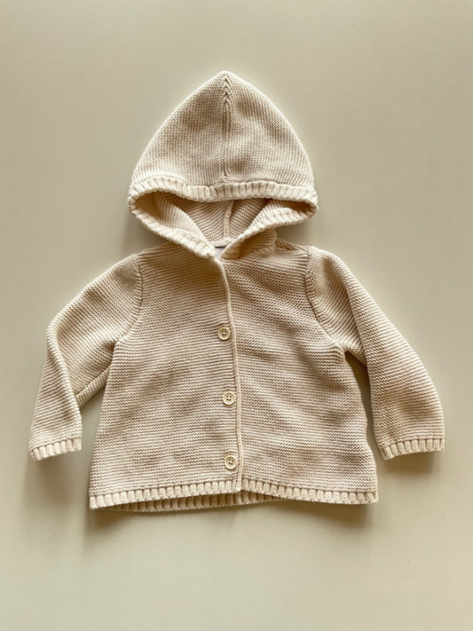White Knit Button Up Hoodie