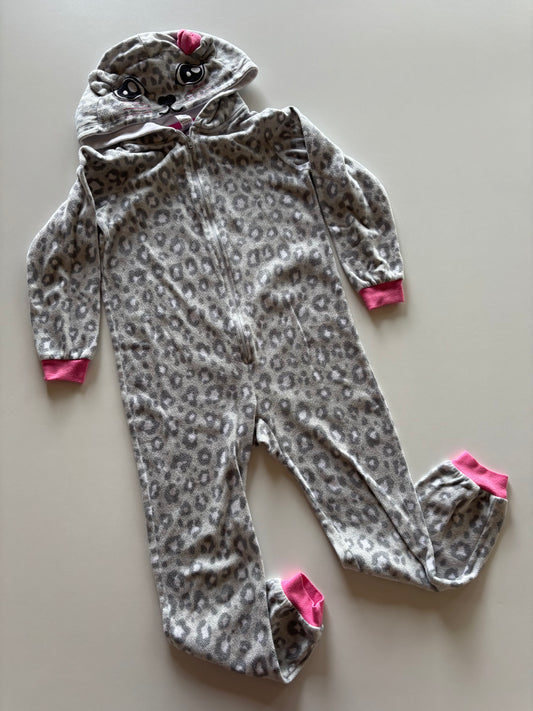 Fleece Grey Leopard Kitten Romper