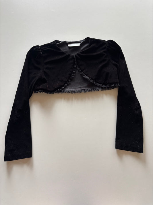Black Velour Cropped Cardi