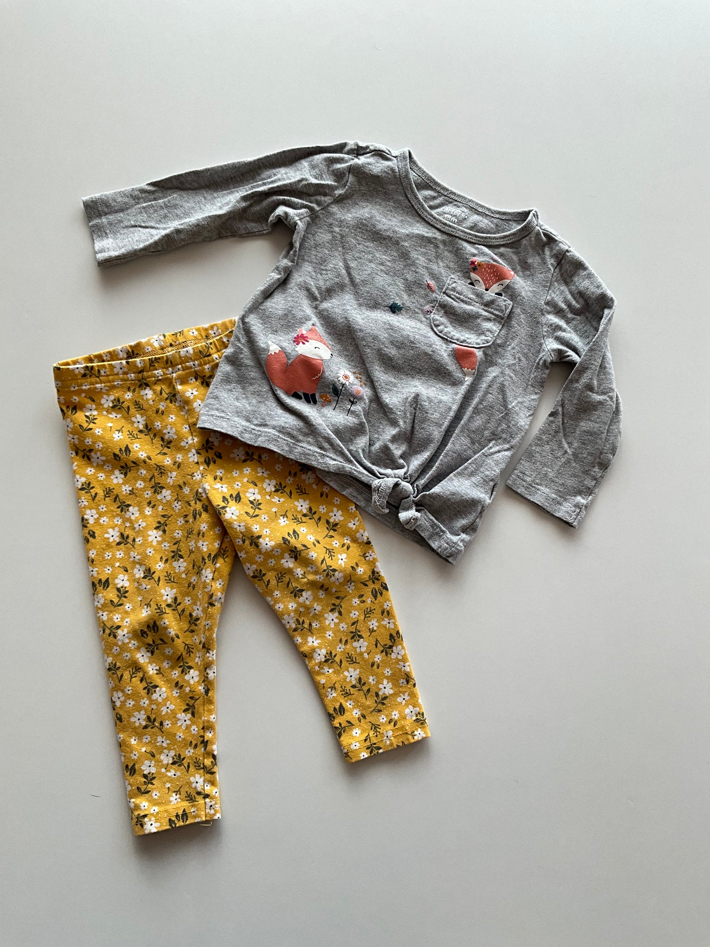 2pc Fox & Yellow Floral Set