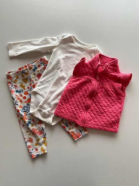 3pc Pink Floral Set