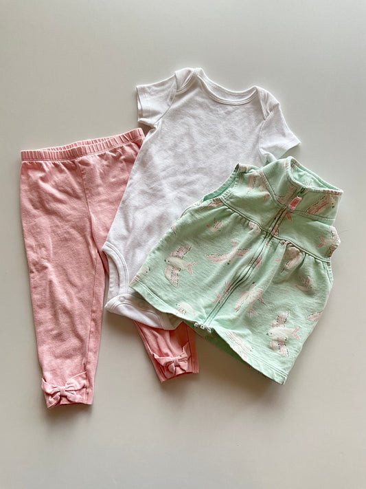 3pc Mint & Pink Dove Set
