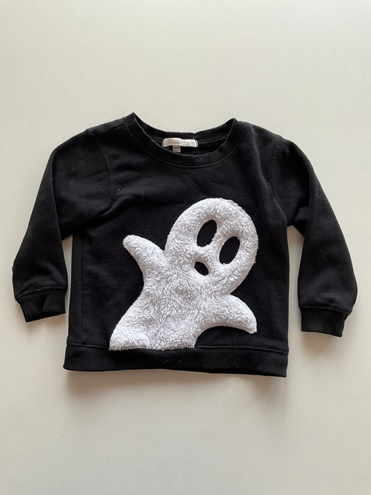 Black Fuzzy Ghost Crewneck