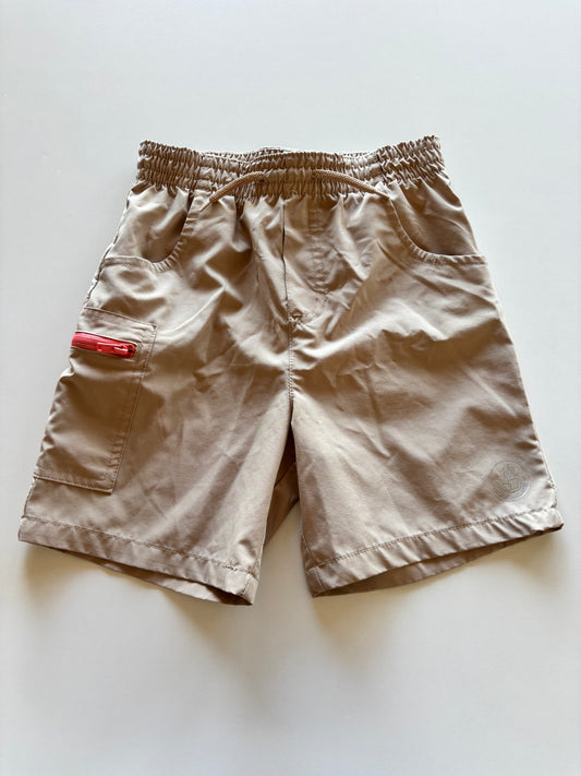 Beige Shorts with Orange Zipper