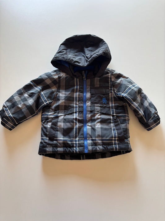 Black, Grey, & Blue Plaid Winter Jacket