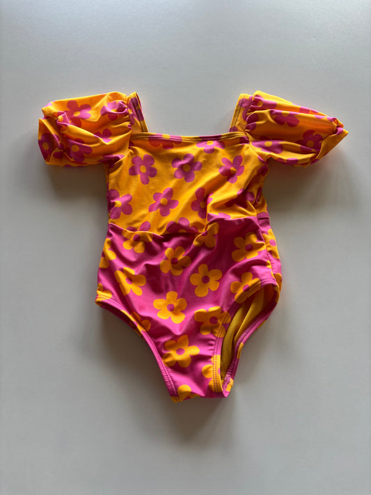 Pink & Yellow Daisy Swim Suit