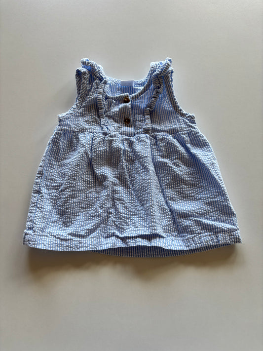 Blue & White Striped Textured Tank