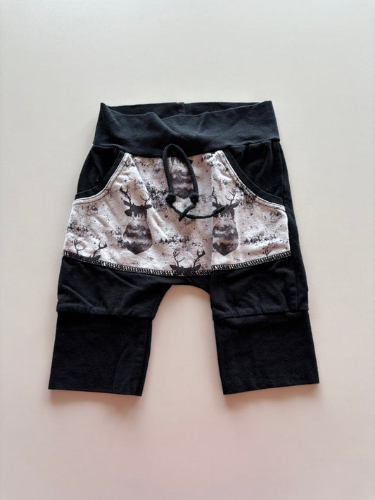 Black & White Deer Grow With Me Shorts