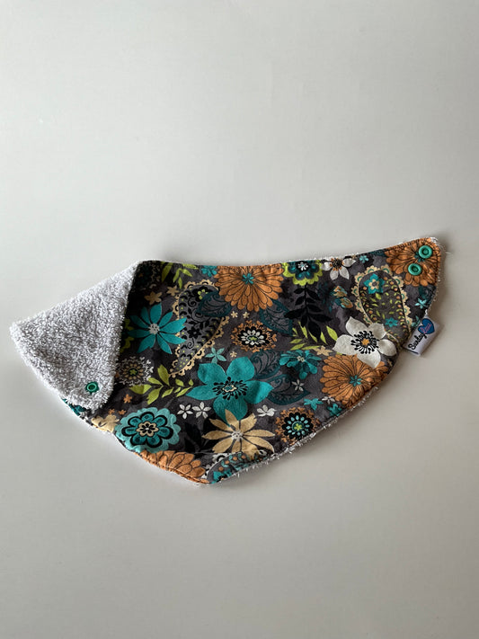 Thick Orange & Teal Floral Bib