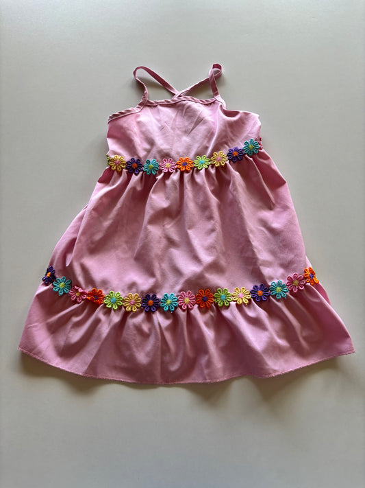 Pink Floral Applique Dress