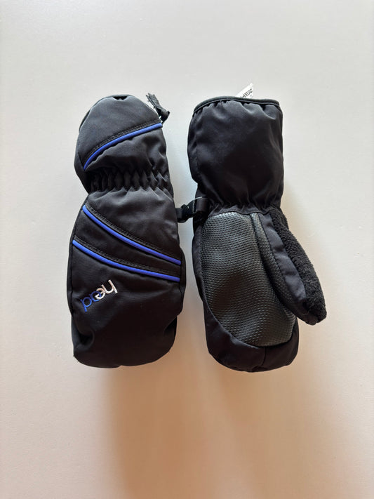 Black with Blue Piping Winter Mittens